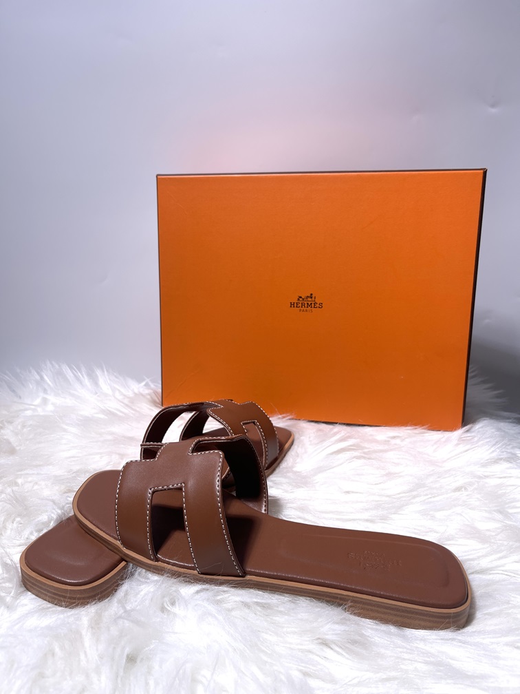Hermès Flat Slippers - Brown - Size 39