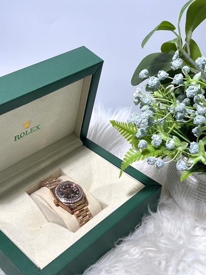 Rolex Wrist Watch - Gold With Stones