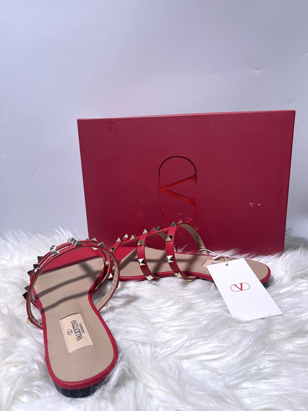 Valentino Flat Slippers - Red - Size 40