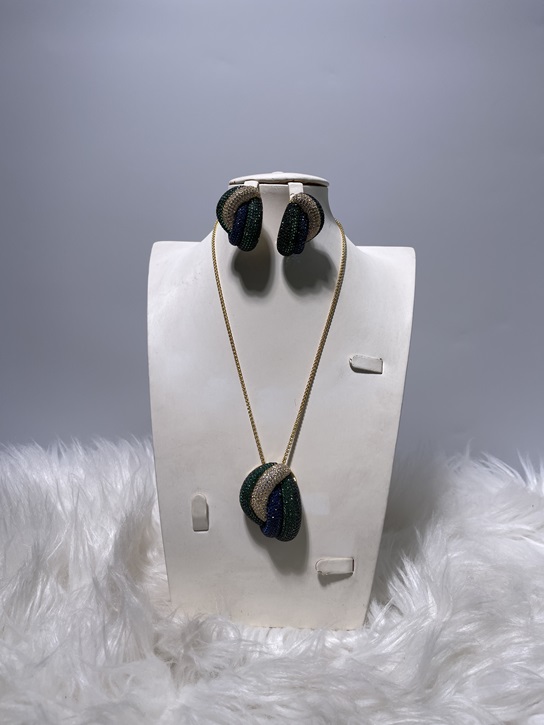 Zirconia Fashion Set - Blue and Green